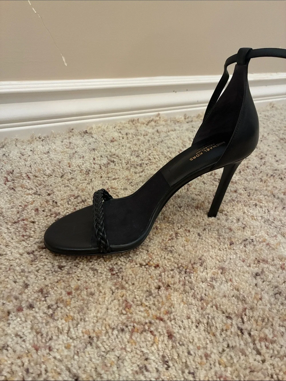 Michael Kors Black Braided Strap Stiletto 4 inch Heels